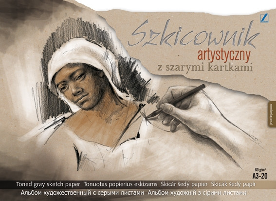 Szkicownik artystyczny A3/20k. z szarymi kartkami Kreska